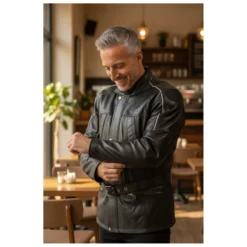 Giacca Pelle Jofama Fender Stile British Cinta E Impermeabile Nero