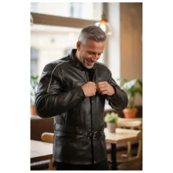 Giacca Pelle Jofama Fender Stile British Cinta E Impermeabile Nero