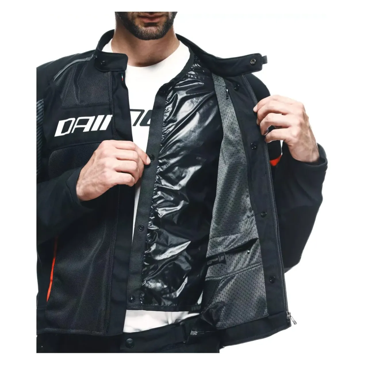 Giacca Traforata Dainese Air Frame 3 Tex 2026 Black/black/red-fluo
