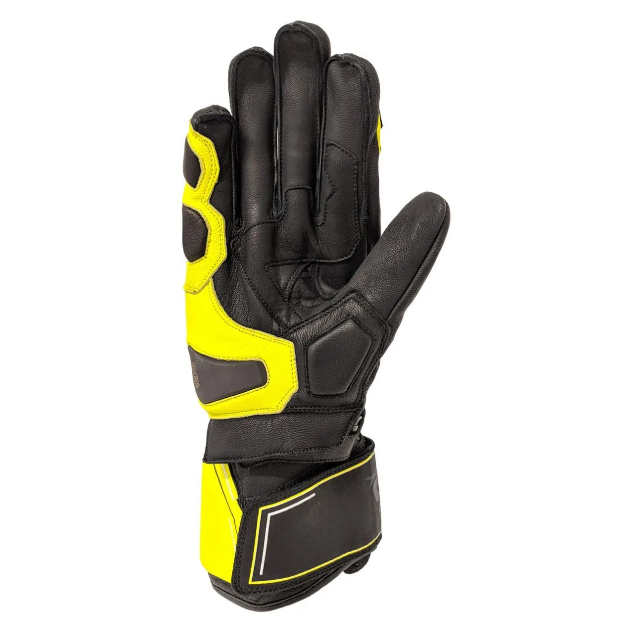 Guanti In Pelle Oj Sleek Nero/giallo Fluo