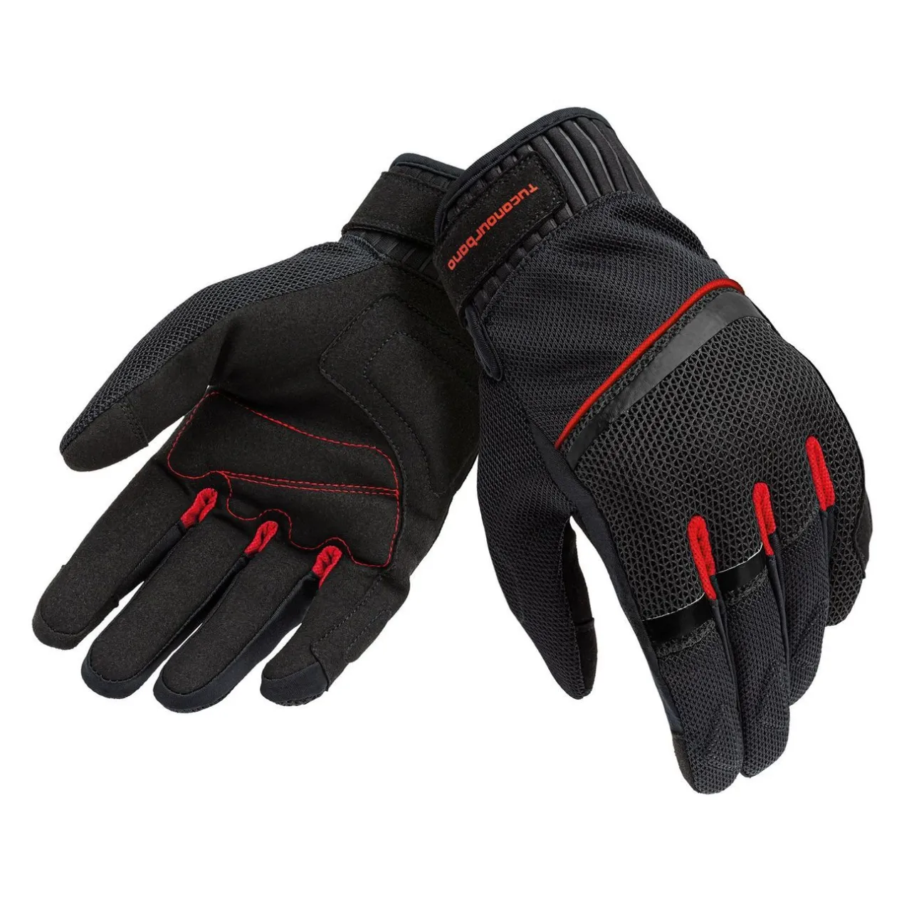 Guanti Tucano Urbano Penna Mesh Nero–rosso