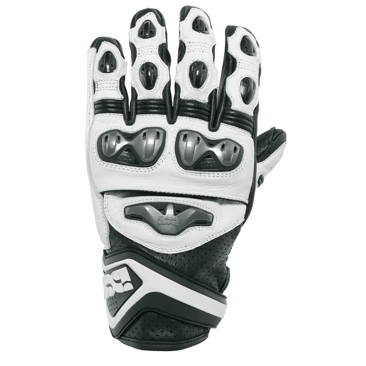 Guanto Corto Sport In Pelle Di Capra Ixs Rs-400 Nero Bianco