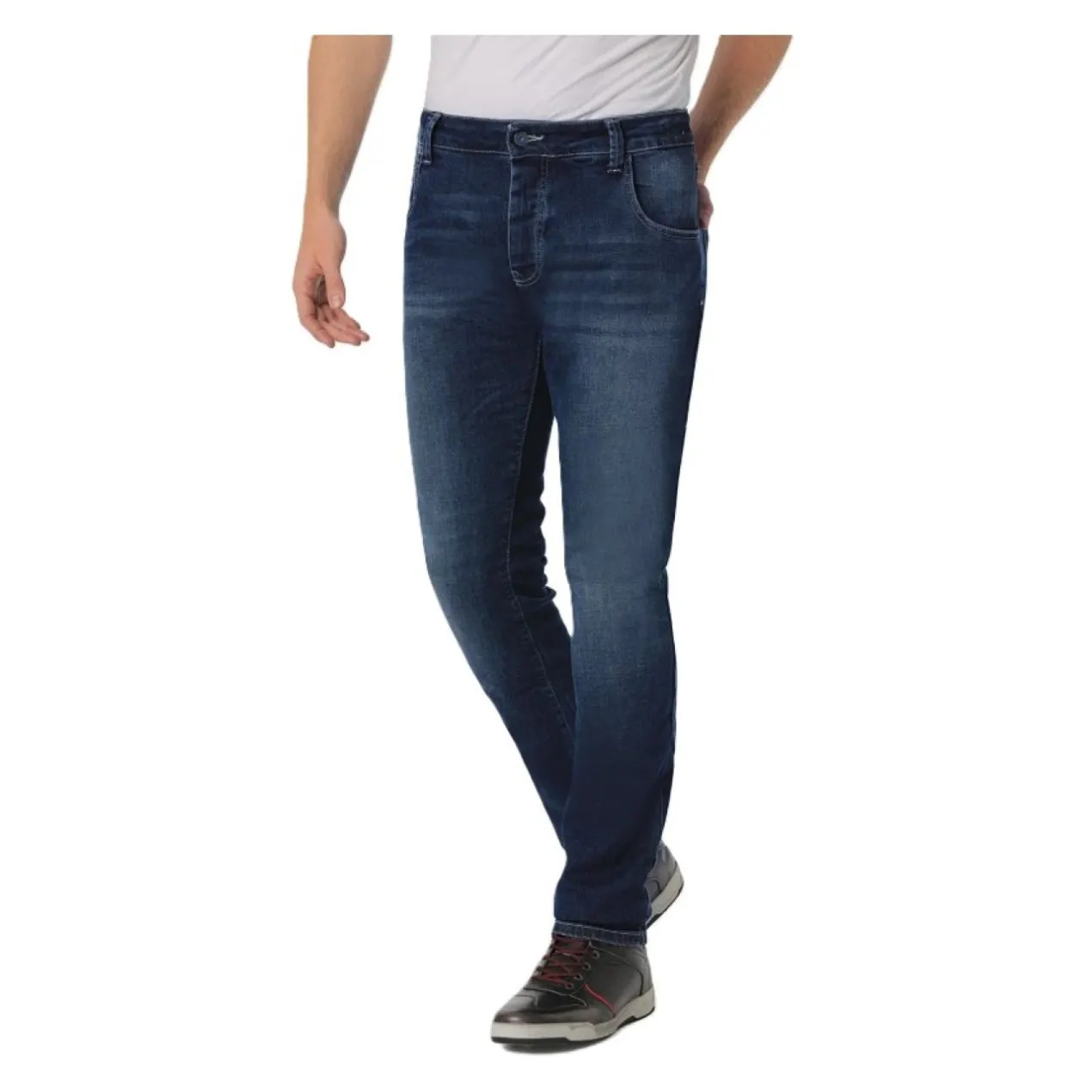 Jeans Moto Pmj New Rider Uomo Made In Italy Blue