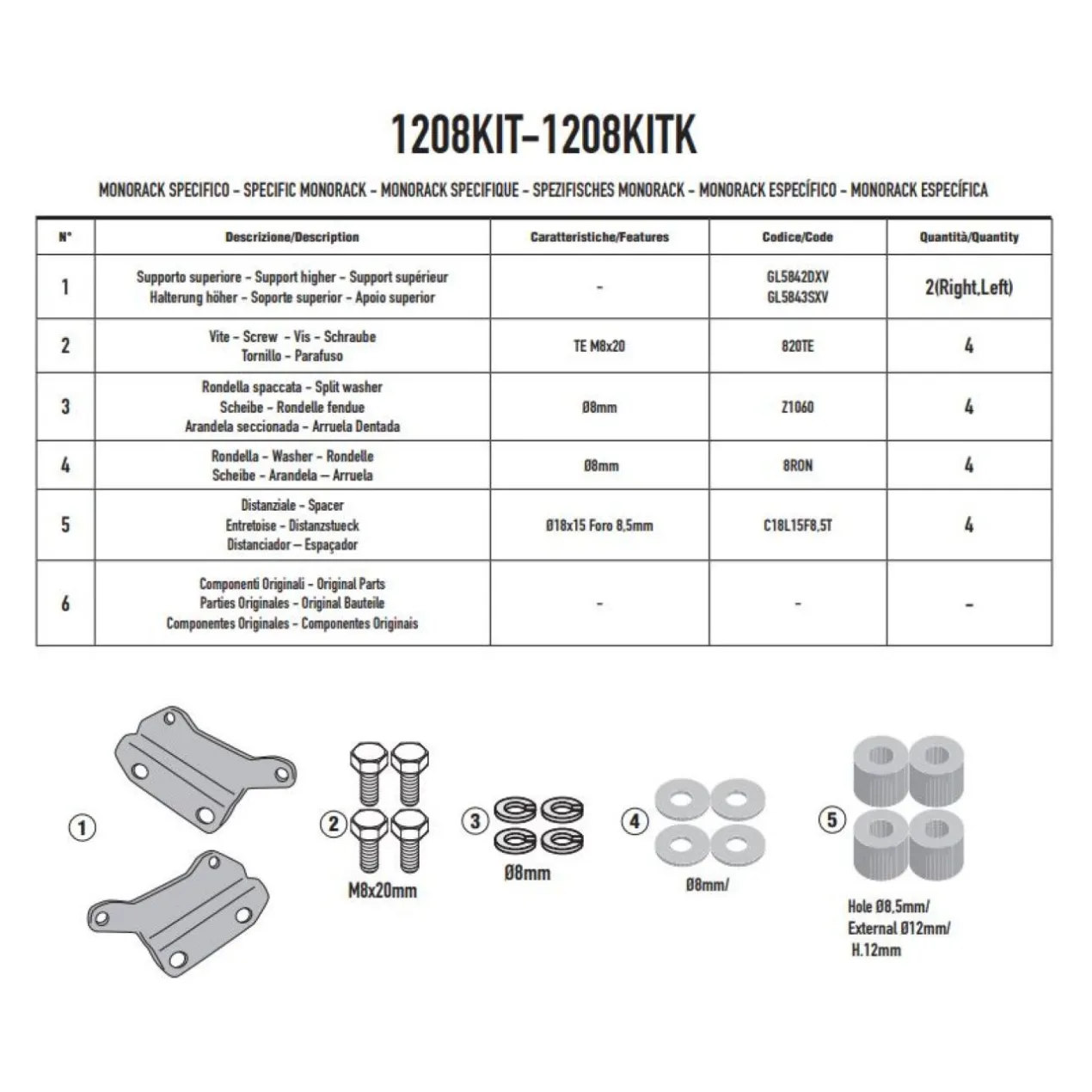 Kit Givi 1208kit Per M. Stl1208 Honda Cb 650 R '24-26