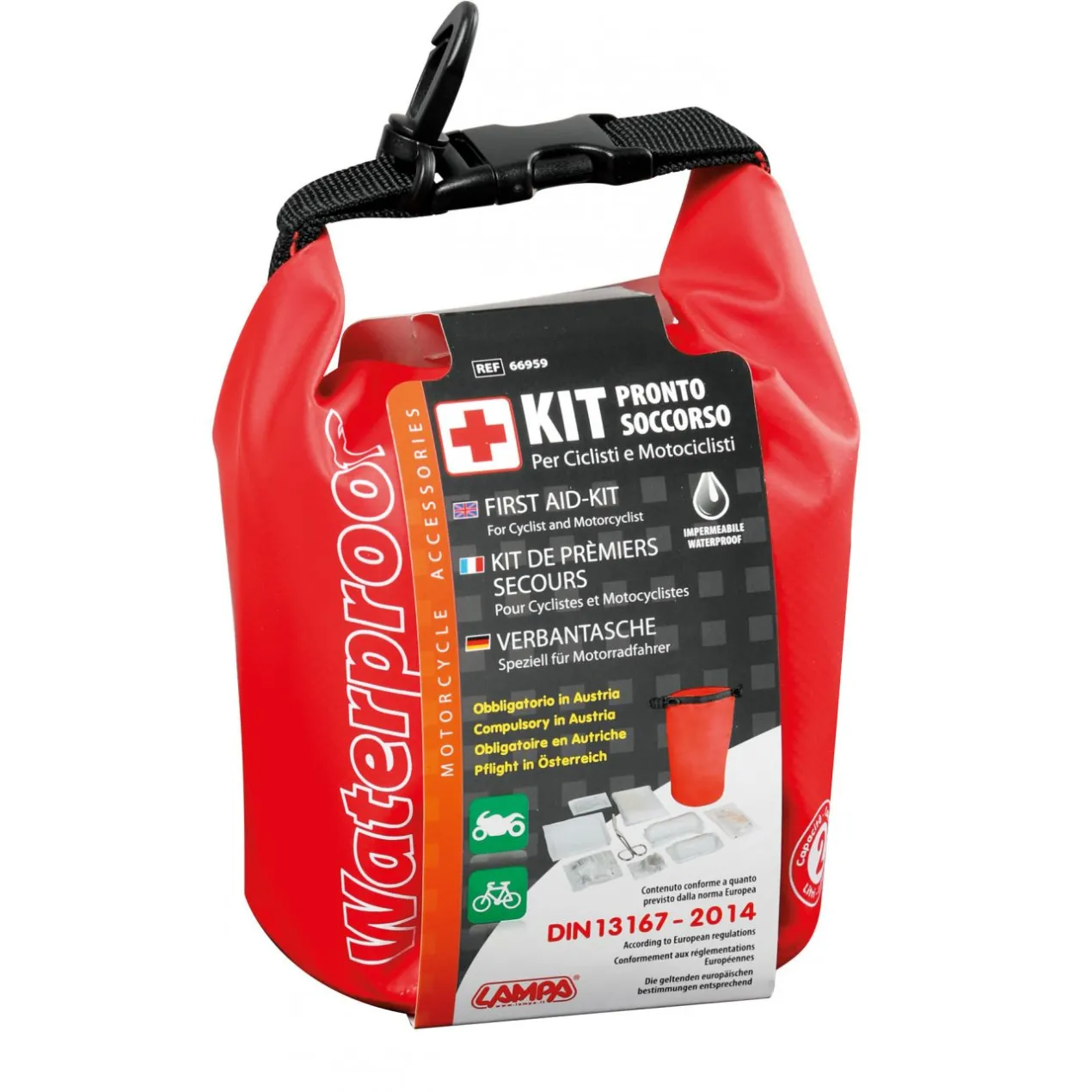 Kit P.soccorso Impermeabile Moto/ciclo- Norme Din 13167 Lampa 66959