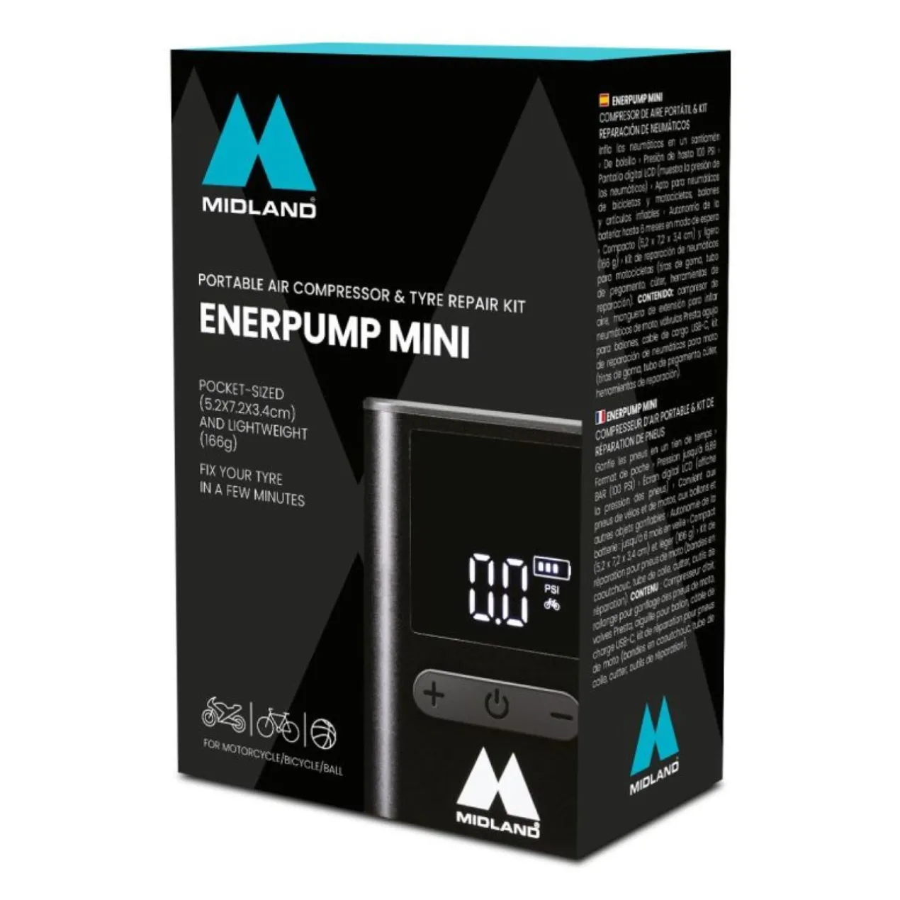 Midland Mini Compressore Ad Aria Con Power Bank E Kit Di Riparazione