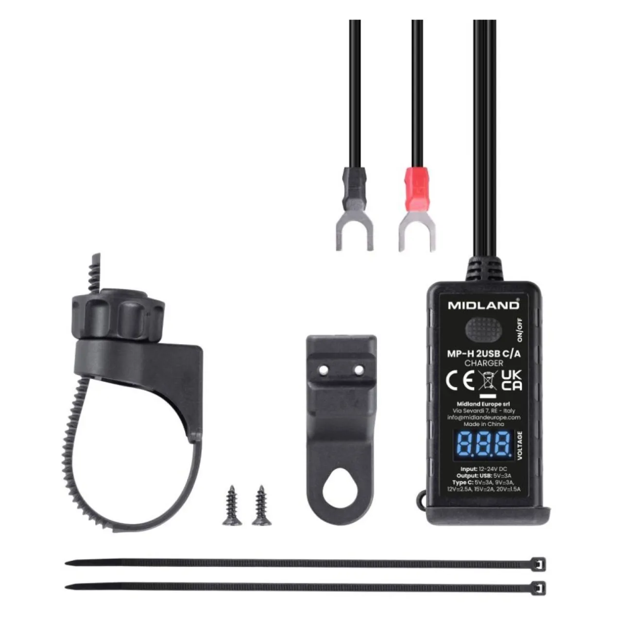 Midland Mp-h 2usb C/a -caricatore Da Moto Usb