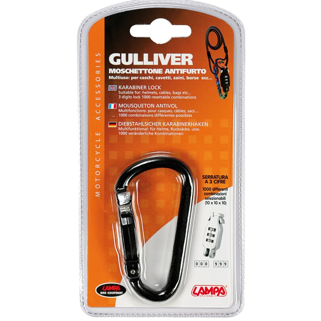Moschettone Antifurto Nero Gulliver Lampa 90599