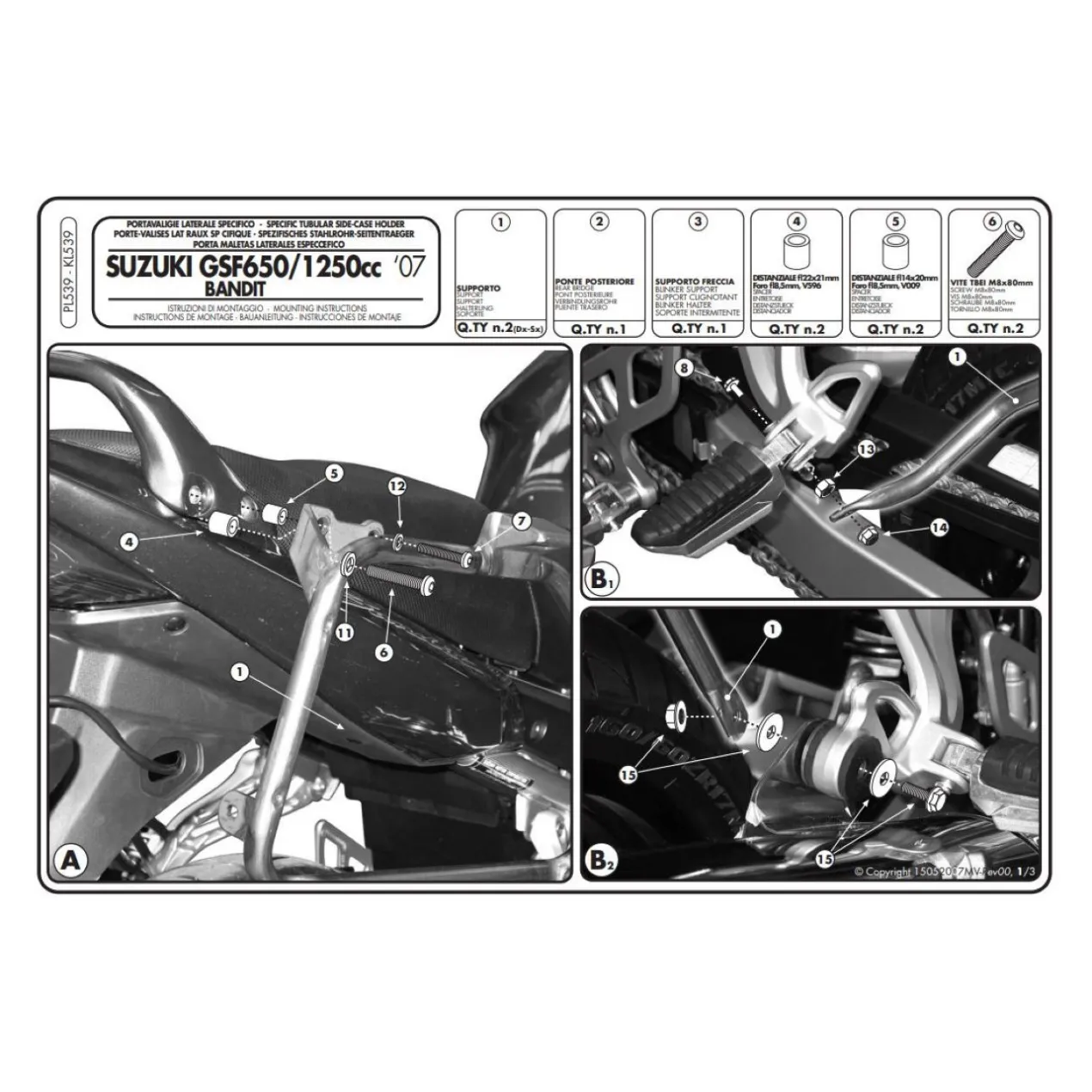 Portav. Laterale Givi Suzuki Gsf 650 Bandit/s K7-k8 650 F 08-14 1250f/s