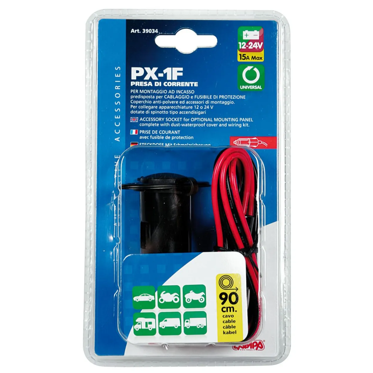 Presa Corrente Px-1f 12/24v Montaggio Ad Incasso Lampa 39034