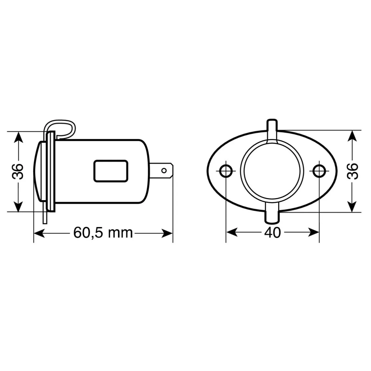 Presa Corrente Px-1f 12/24v Montaggio Ad Incasso Lampa 39034