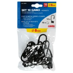 Set 10 Ganci E Morsetti Metal Per Corda Elastica 8mm Lampa 60252
